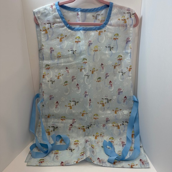 Other - Handmade Christmas Snowman Tabard Apron Bl Glitter Holiday Smock Side Tie Pocket